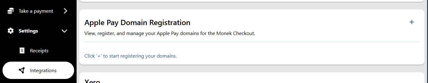 Apple pay integrations tab
