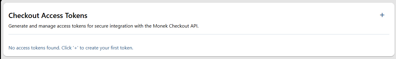 Checkout Access Tokens tab
